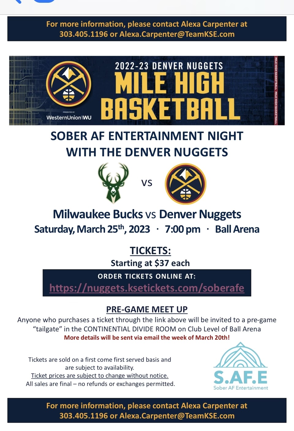 Milwaukee Bucks vs. Denver Nuggets flyer