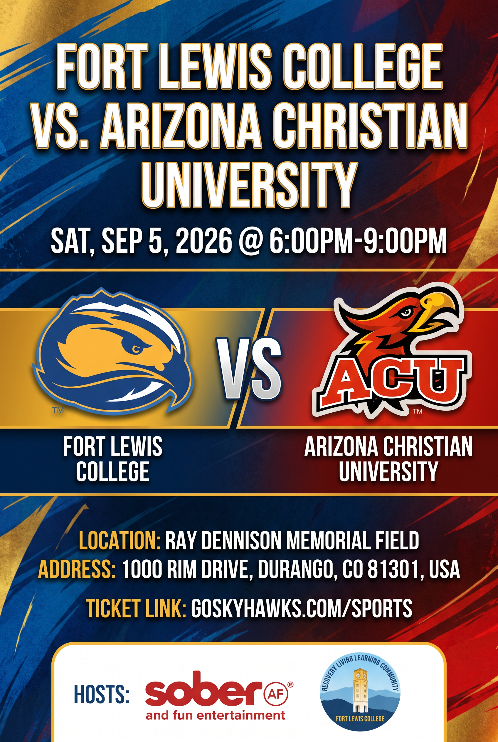 Fort Lewis College vs. Arizona Christian University flyer