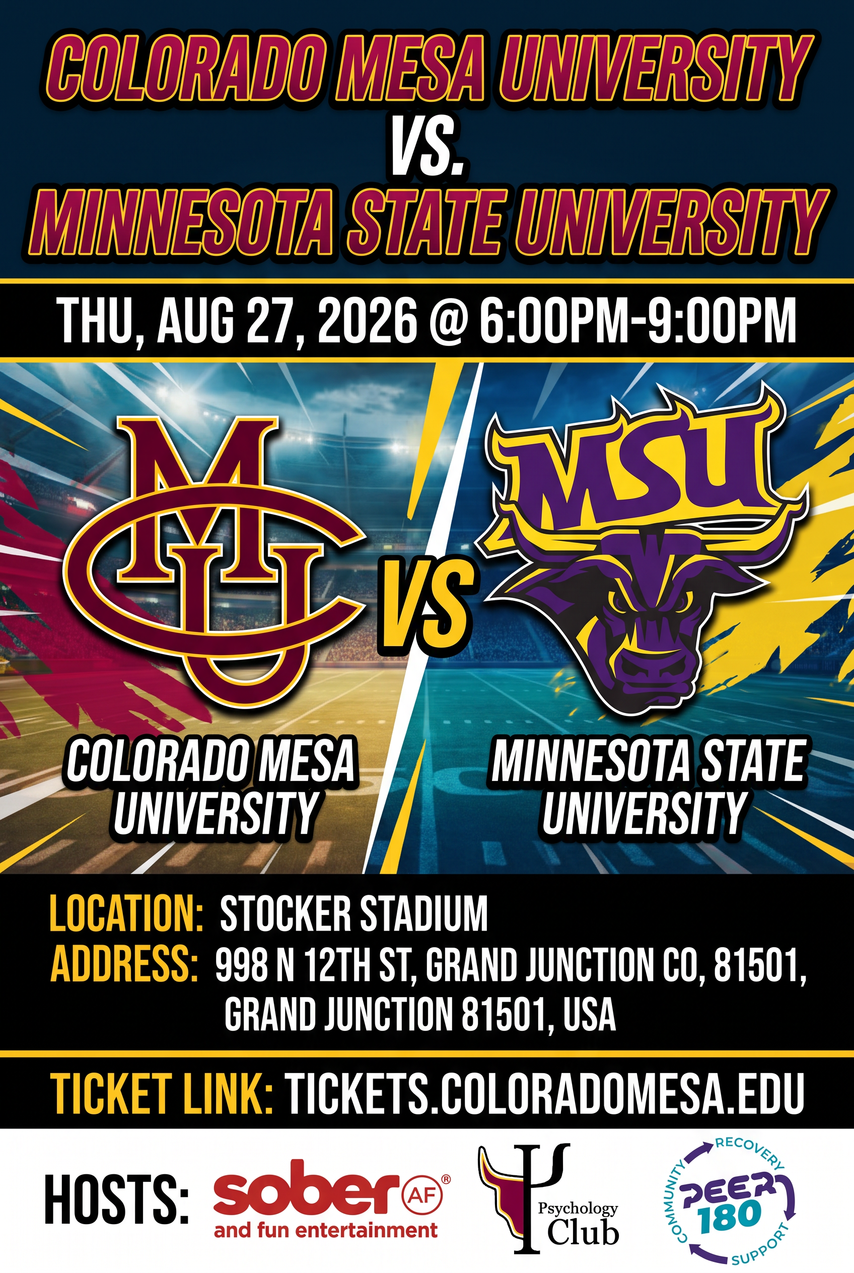 Colorado Mesa University vs. Minnesota State University flyer