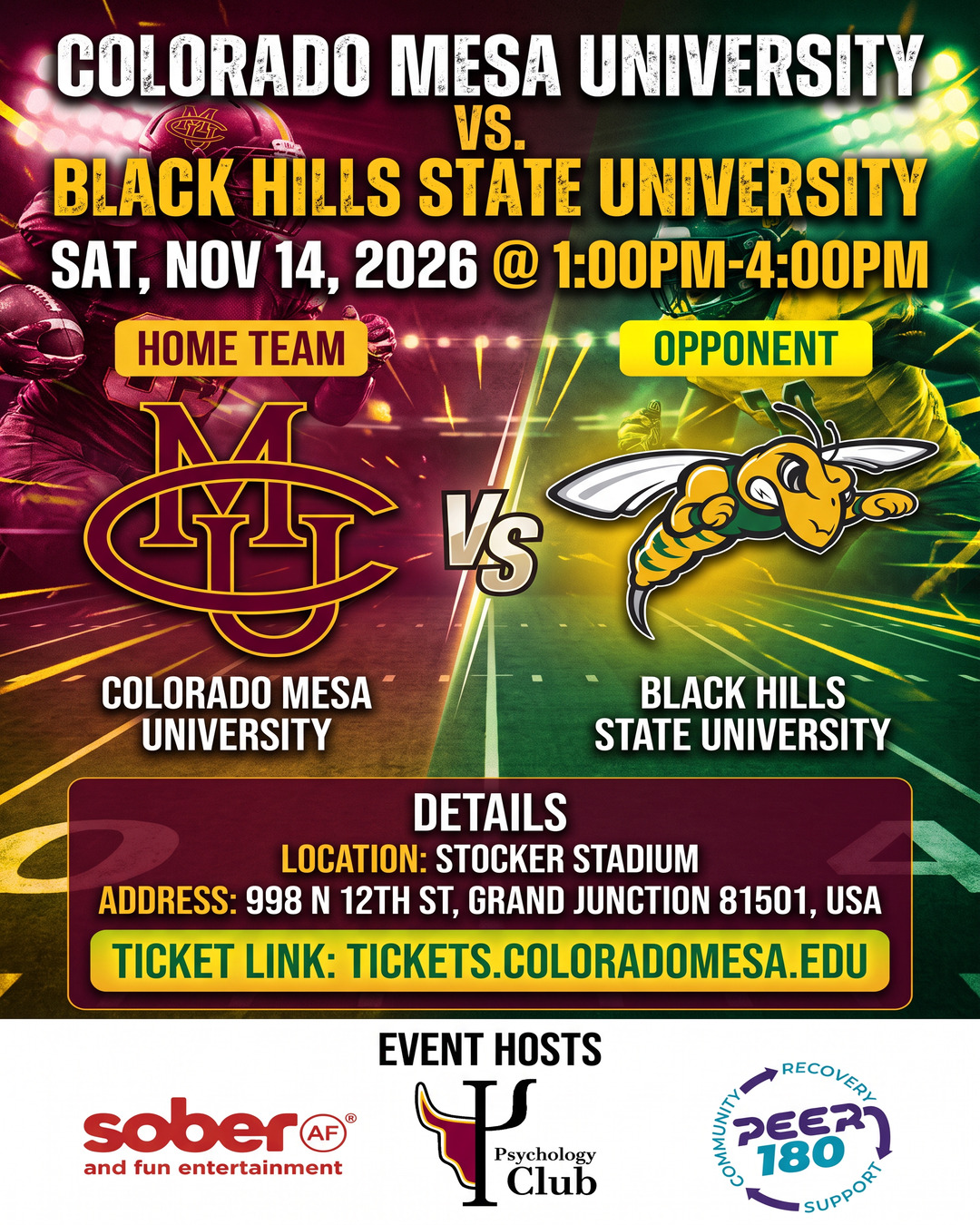 Colorado Mesa University vs. Black Hills State University flyer